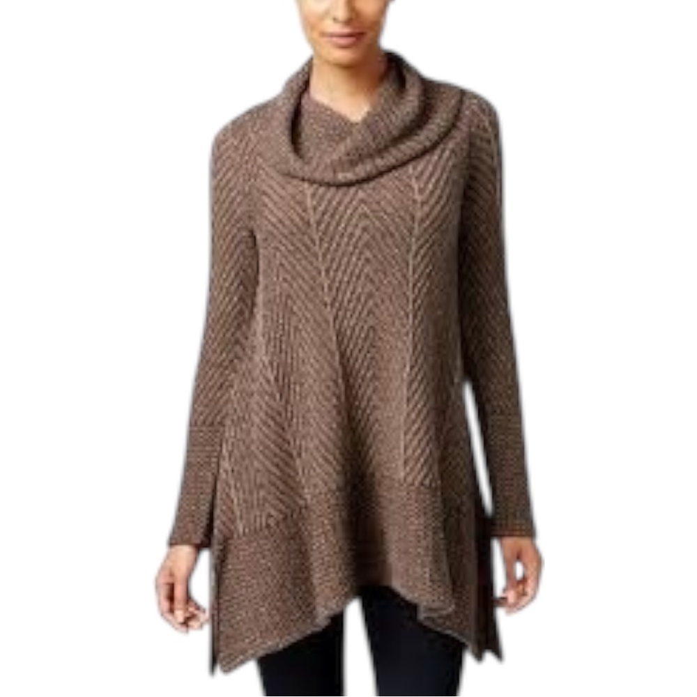 Eight Eight Eight Herringbone Cowl Neck Sweater, Size Large